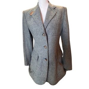 Grayish Light Blue Herringbone Blazer